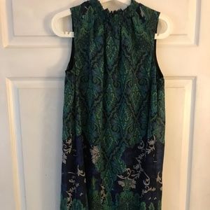 Blue & green sleeveless dress